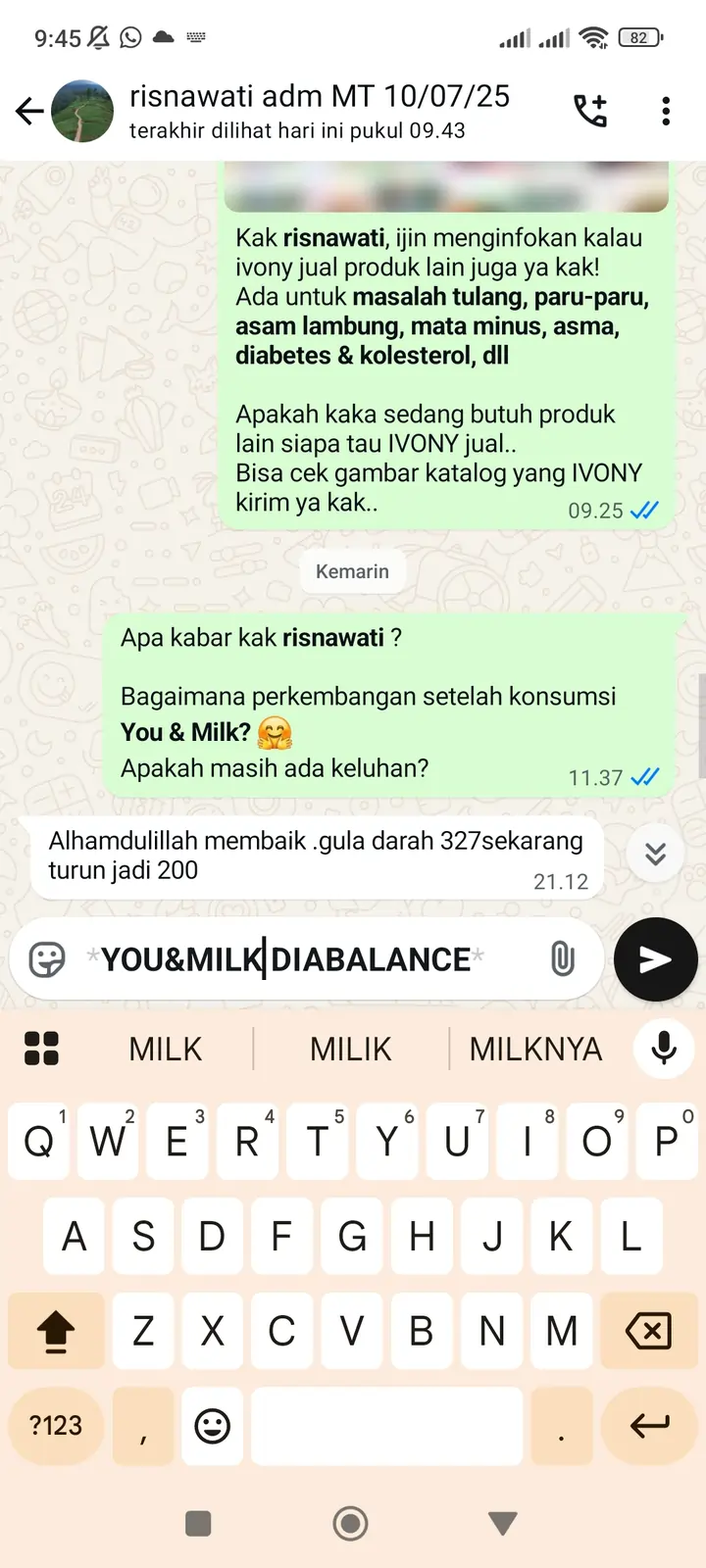 Gula Darah Turun dari 327 ke 200