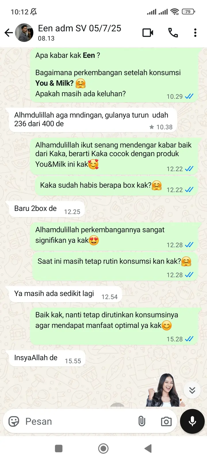 Kadar gula turun dari 400 ke 236
